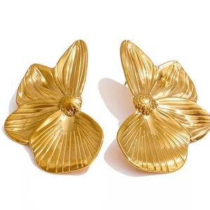 Gold Floral Statement Earrings